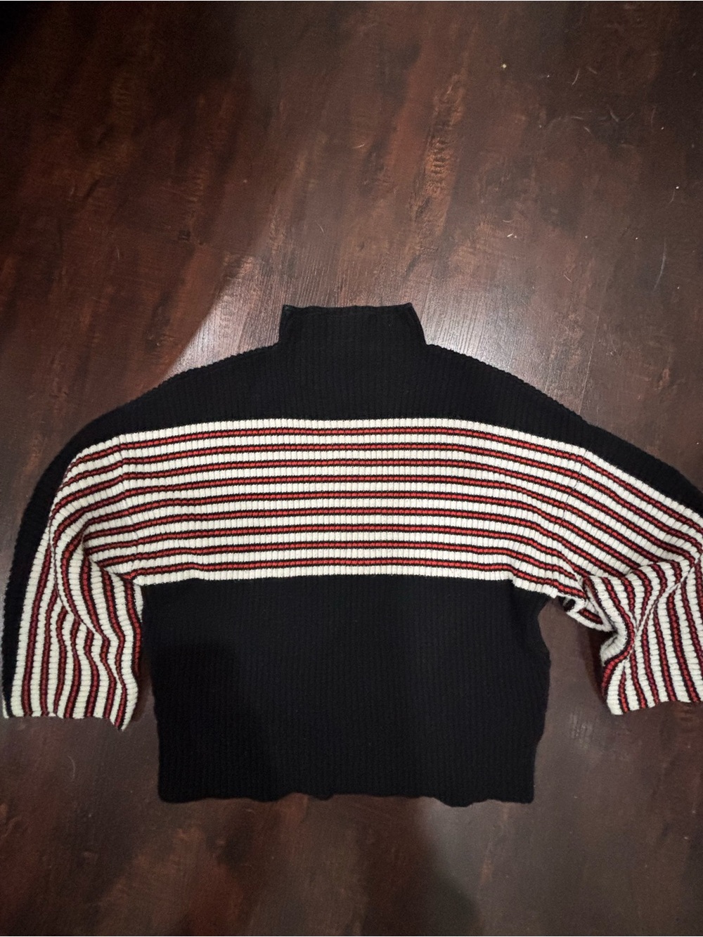 Urban Outfitters Black Knit Turtleneck Sweater with Red and White Stripes - Picture 3 of 7